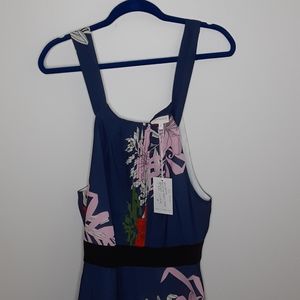NWT foxiedox Floral Blue Halter Gown Small